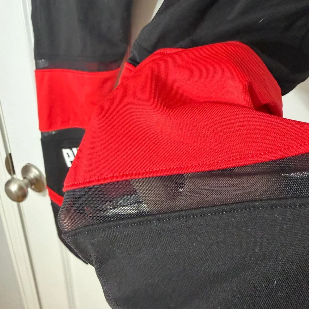 PINK Victoria's Secret Black Leggings with Red Panels - Picture 2 of 4